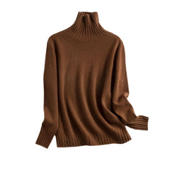 Pure Color Half Collar Seamless Integrated Knitted Sweater