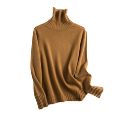 Pure Color Half Collar Seamless Integrated Knitted Sweater