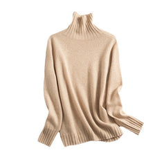 Pure Color Half Collar Seamless Integrated Knitted Sweater