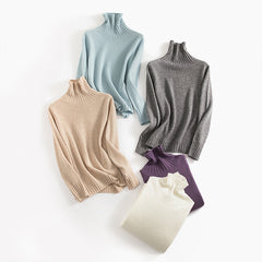 Pure Color Half Collar Seamless Integrated Knitted Sweater