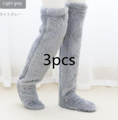 Over Knee High Fuzzy Long Socks Winter Warm Cold Leg Knee Joint Cold-proof Stockings Home Floor Sleeping Socks