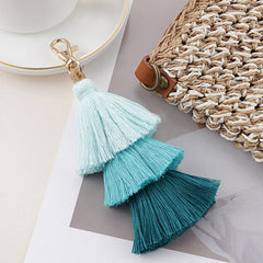 Bohemian Multicolor Handmade Layered Tassel Keychain Simple Key Ring Fit Women Girls Handbag Accessorie Jewelry Gift