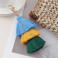 Bohemian Multicolor Handmade Layered Tassel Keychain Simple Key Ring Fit Women Girls Handbag Accessorie Jewelry Gift