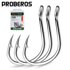 PROBEROS 10Pcs Crank Jig Head Fishing Hooks 1/0-5/0# Barbed Single Circle Carp Hooks High Carbon Steel Fishhooks Fishing Tackle