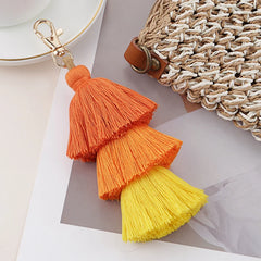 Bohemian Multicolor Handmade Layered Tassel Keychain Simple Key Ring Fit Women Girls Handbag Accessorie Jewelry Gift