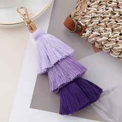 Bohemian Multicolor Handmade Layered Tassel Keychain Simple Key Ring Fit Women Girls Handbag Accessorie Jewelry Gift