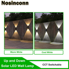 Up and Down Wall Light Outdoor Solar Energy Powered LED Lights ABS Exterior CCT Switchable Solar Lamp IP65 Outside Wall lamp