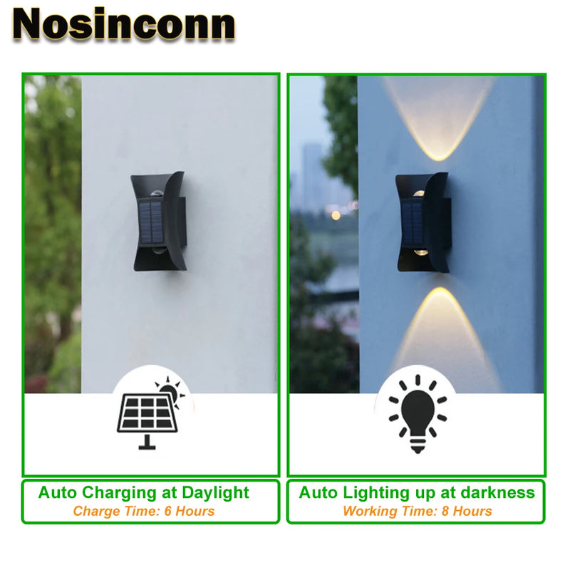 Up and Down Wall Light Outdoor Solar Energy Powered LED Lights ABS Exterior CCT Switchable Solar Lamp IP65 Outside Wall lamp