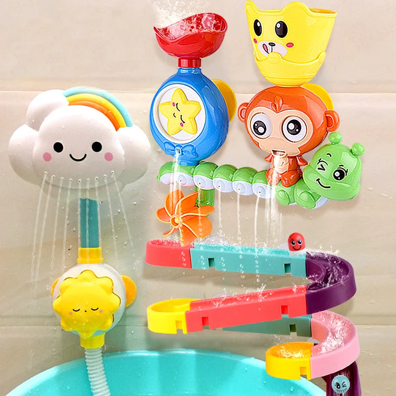 Baby Bath Toys Wall Suction Cup Marble Race Run Track Bathroom Bathtub Water Game Play Bathing Shower Toys For Children