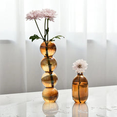 Glass Vase Amber Color Transparent Creative Retro Cup Shaped Flower Vases