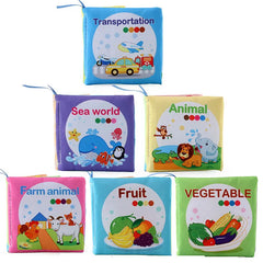 Baby Cloth Books Toy Montessori High Contrast Fruits Animal Numbers Cognitive Book Sensory Kids Educational Toy for Toddlers