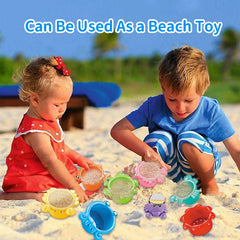 Stacking Cup Bath Toys for Kids in Colorful Boat Shapes