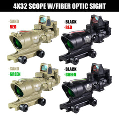 Trijicon ACOG 4X32 Sight with RMR Real Fiber Optics Red Green Dot Illuminated RifleScope Etched Reticle Hunting Sight Scope