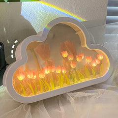 Bedroom Lamp Tulip Night Light Simulation Flower Night Lights for Bedroom Decor Flicker-free Battery-operated Tulip for Teen