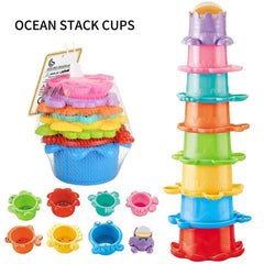 Stacking Cup Bath Toys for Kids in Colorful Boat Shapes