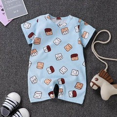 Summer 3-24 Months Baby Boys Girls Romper Infant Jumpsuit Cartoon Short-sleeved Climbing Pajamas Cotton Toddler Clothes