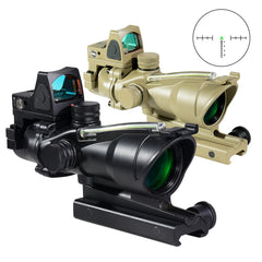 Trijicon ACOG 4X32 Sight with RMR Real Fiber Optics Red Green Dot Illuminated RifleScope Etched Reticle Hunting Sight Scope