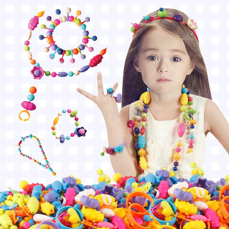 Handmade Pop Beads - Accessory Set Girl Jewelry Necklace & Bracelet Crafts