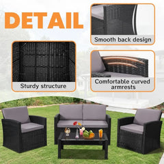 4 Pieces Patio Conversation Set