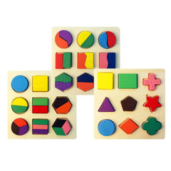 Wooden Geometric Shapes Montessori Puzzle Sorting