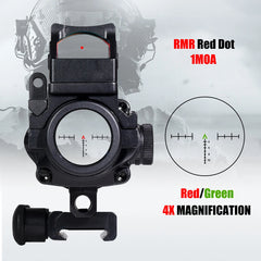 Trijicon ACOG 4X32 Sight with RMR Real Fiber Optics Red Green Dot Illuminated RifleScope Etched Reticle Hunting Sight Scope