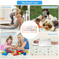 Baby Play Mat, Foldable & Waterproof Play Mat for Floor, Reversible Foam Playmat for Babies and Toddlers Infants, Crawling Mat