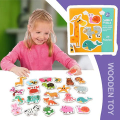 Shape Sorting Toy Toddler Wooden Puzzle Animal Fruit/Vegetable Matching Puzzles Fine Motor Skills Toys Learning Education Toy