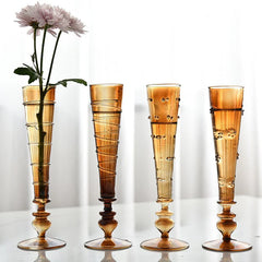 Glass Vase Amber Color Transparent Creative Retro Cup Shaped Flower Vases