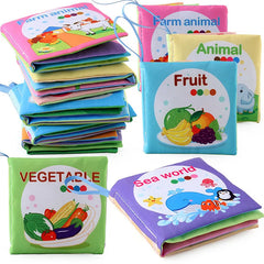 Baby Cloth Books Toy Montessori High Contrast Fruits Animal Numbers Cognitive Book Sensory Kids Educational Toy for Toddlers