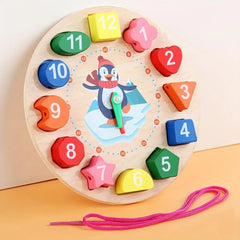 Wooden Clock Puzzles Time Learning Shape Sorting Color Game Early Education Math Set Kid Jigsaw Play Tool Preschool Toddler Toy