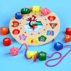 Wooden Clock Puzzles Time Learning Shape Sorting Color Game Early Education Math Set Kid Jigsaw Play Tool Preschool Toddler Toy