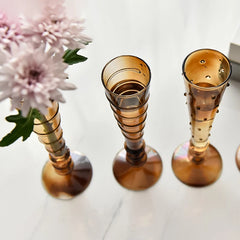 Glass Vase Amber Color Transparent Creative Retro Cup Shaped Flower Vases