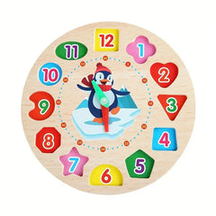 Wooden Clock Puzzles Time Learning Shape Sorting Color Game Early Education Math Set Kid Jigsaw Play Tool Preschool Toddler Toy