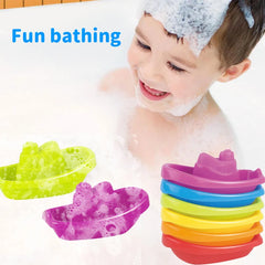 Stacking Cup Bath Toys for Kids in Colorful Boat Shapes