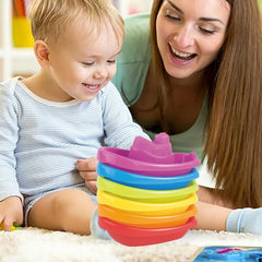 Stacking Cup Bath Toys for Kids in Colorful Boat Shapes