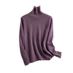 Pure Color Half Collar Seamless Integrated Knitted Sweater