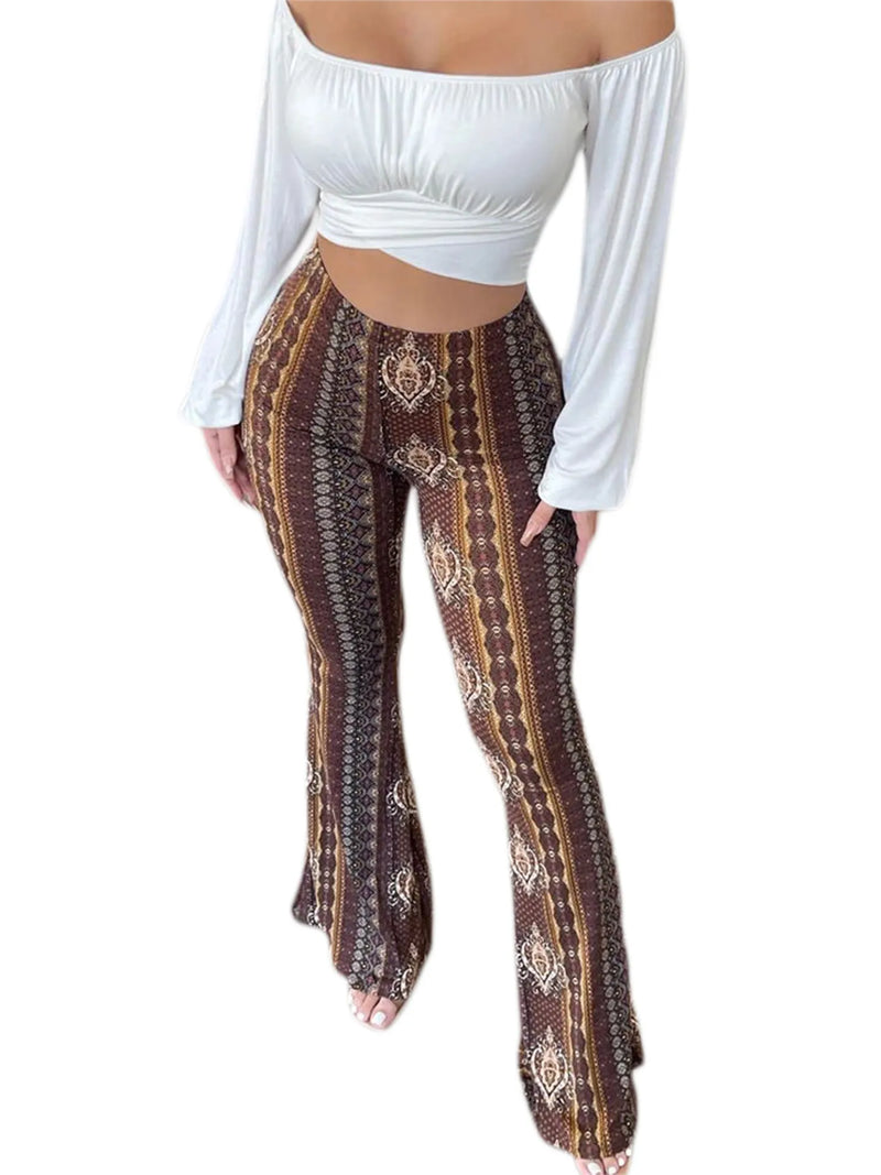 Boho Flare Pants Ethnic Tribal