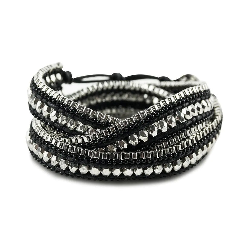 Double Looped Bling Bracelet- Midnight Black